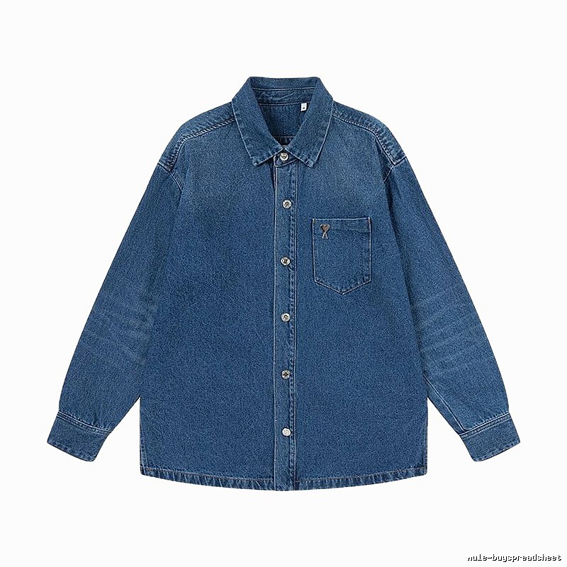 AMI Denim Blue Retro Style Denim Shirt