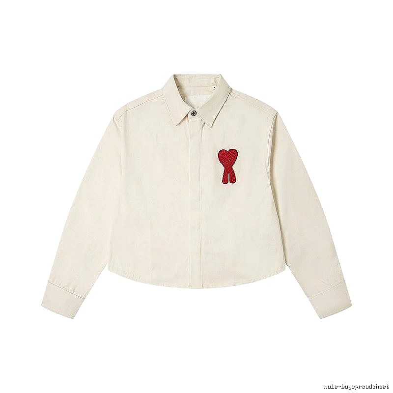 AMI Love Embroidery Minimalist Style White Shirt