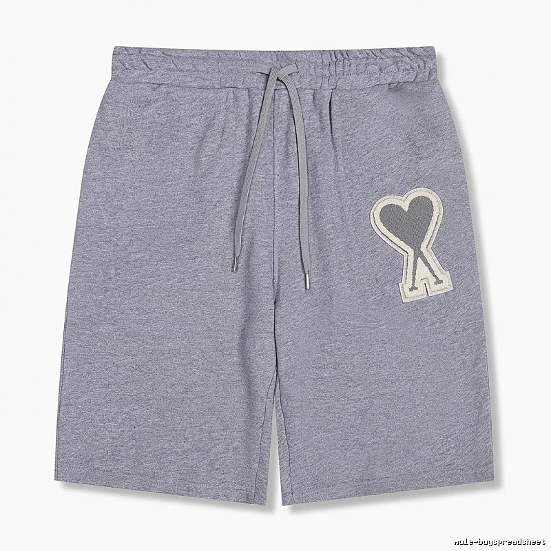 AMI Love Heart Pattern Light Gray Shorts
