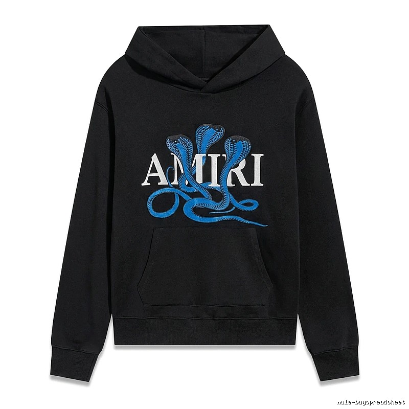 AMIRI black hoodie with snake - pattern printing