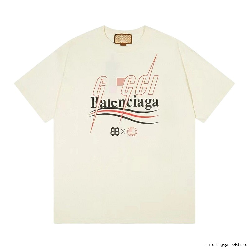 Balenciaga Co-branded Printed Streetwear Off-white Short-sleeve T-shirt