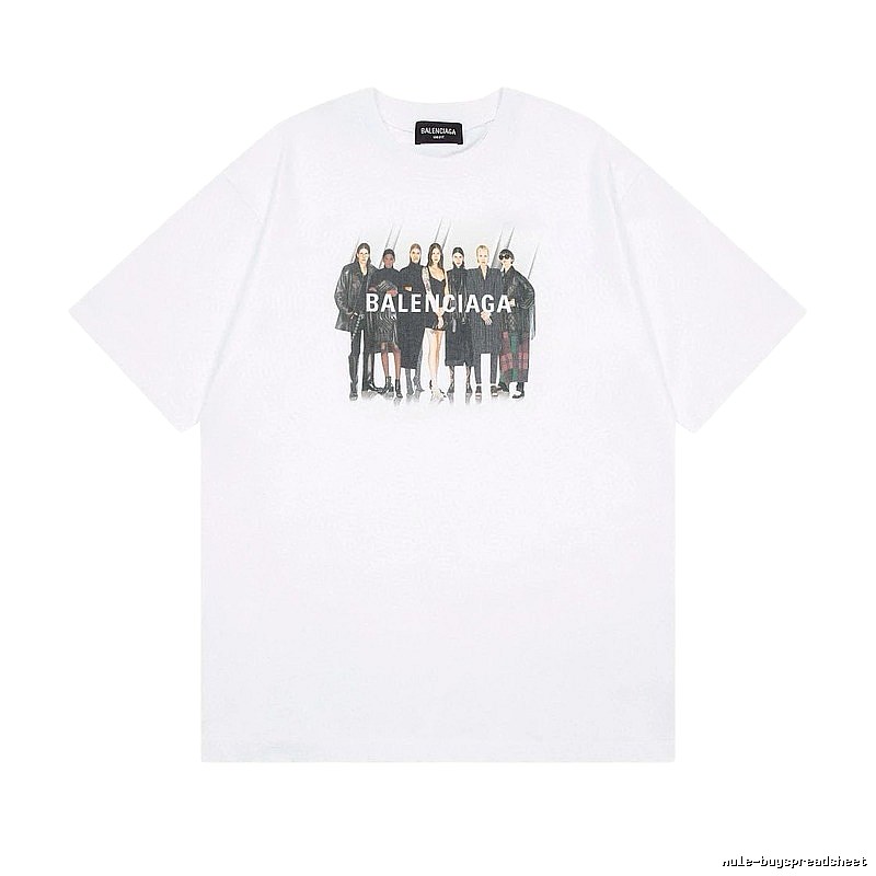 Balenciaga Trendy and Cool Style Portrait Print White T-shirt