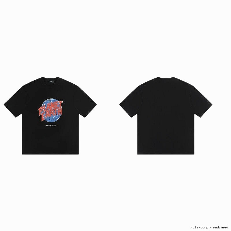 Balenciaga Trendy Black Short-sleeve T-shirt with Earth Print