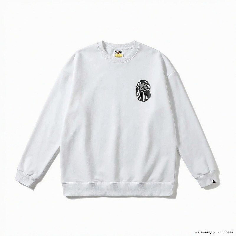 Bape Ape Head Minimalist Style White Sweatshirt