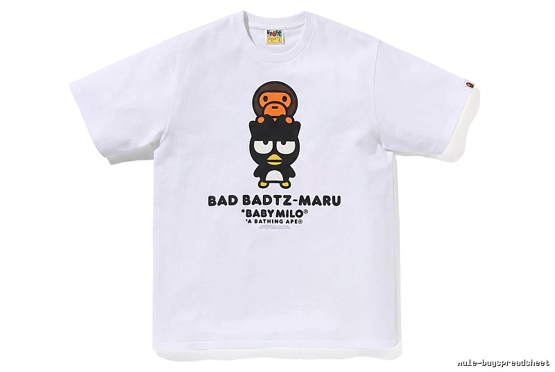 Bape cartoon - printed white T - shirt