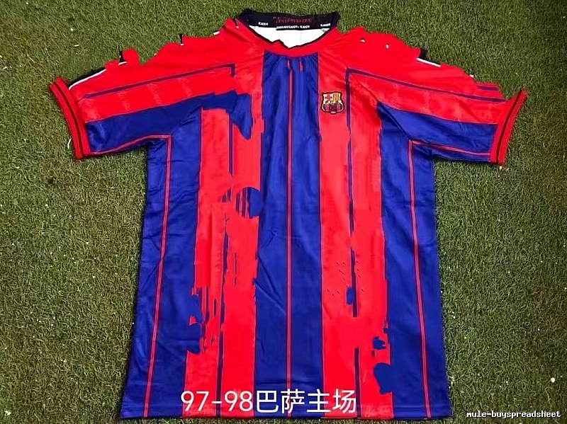 Barcelona Monogram Retro soccer jersey Blue Red Barcelona for Casual Outfits