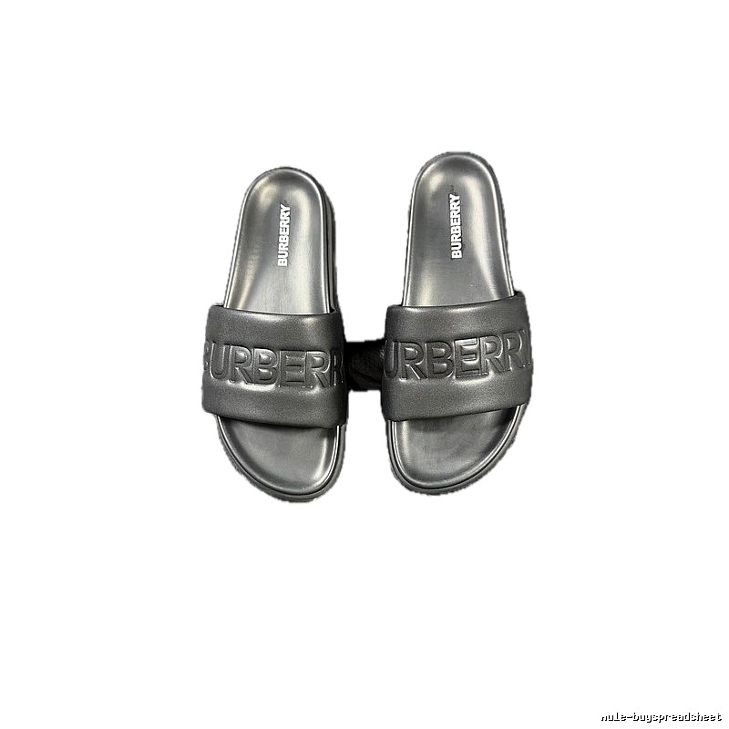 Burberry Embossed Minimalist Style Black Slide Sandals