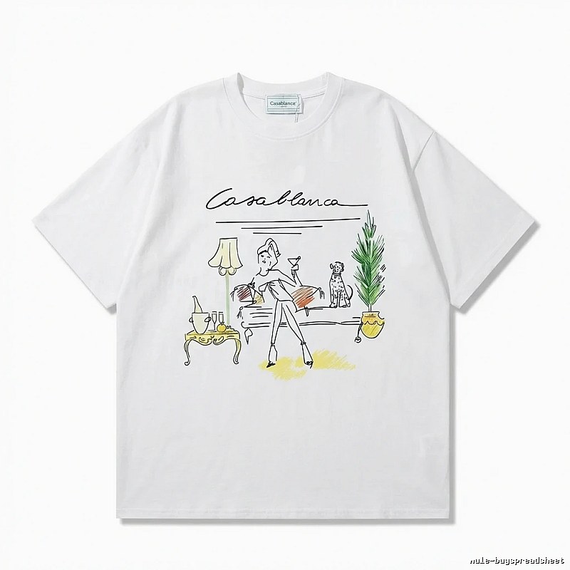 Casablanca Hand-painted Style White T-shirt
