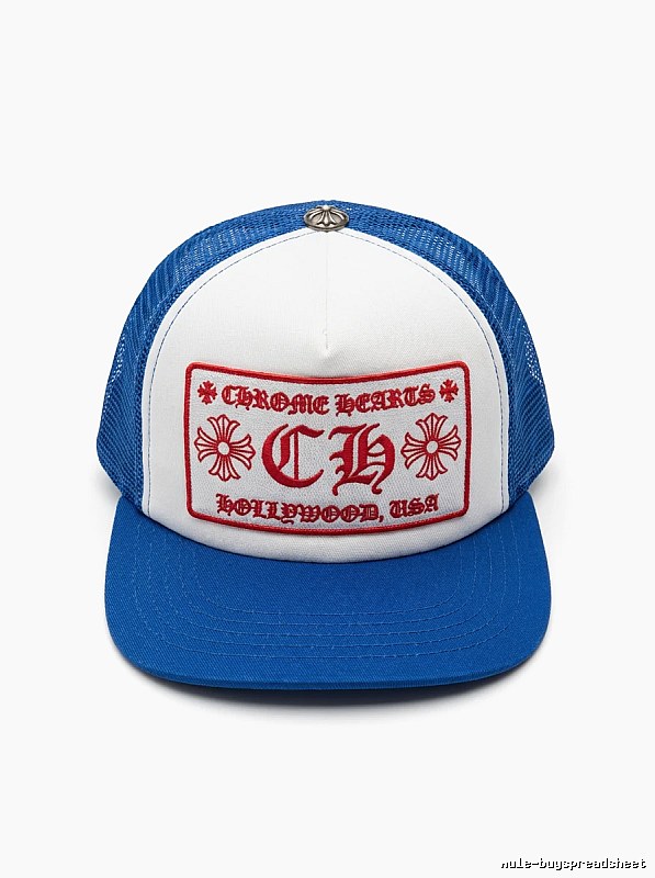 Chrome Hearts Retro Style Blue and White Hat