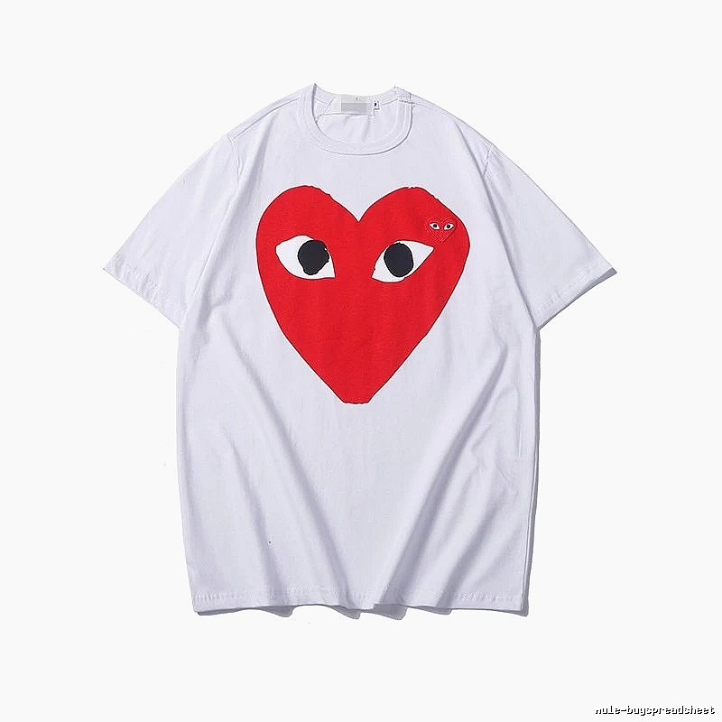 Comme des Garcons PLAY 2023-30 White Style 2330 Heart Logo T-Shirt Coffee Run