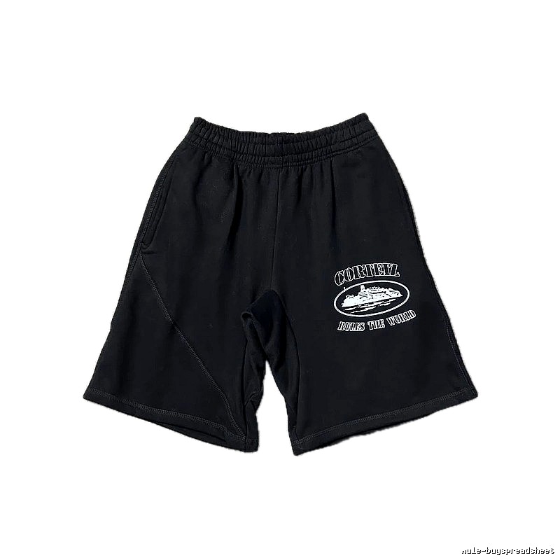 Corteiz retro-style black shorts