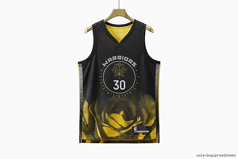 Curry Warriors black and yellow trendy brand jersey