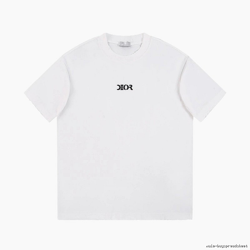 Dior Minimalist Style Embroidered Logo White Short-sleeved T-shirt