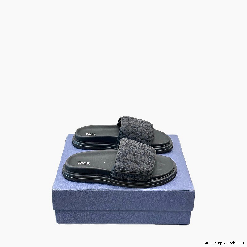 Dior Monogram Light Luxury Style Black Slide Sandals