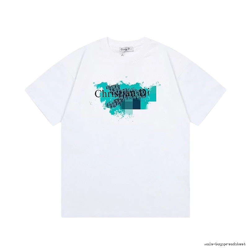 Dior Trendy Style Ink Wash Print White T-Shirt