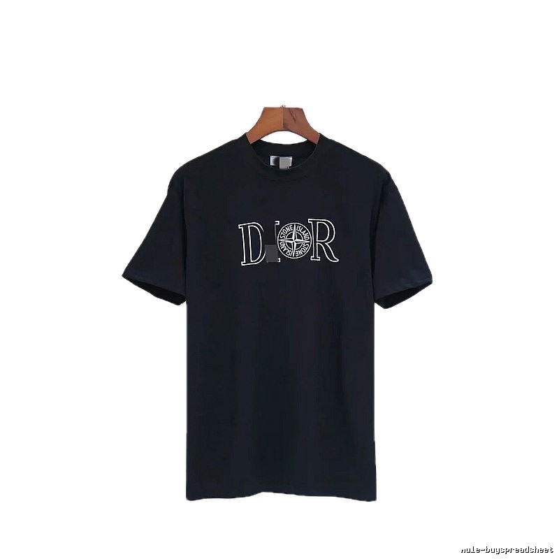 Dior x Stone Island Co-branded Casual Black Short-sleeve T-shirt