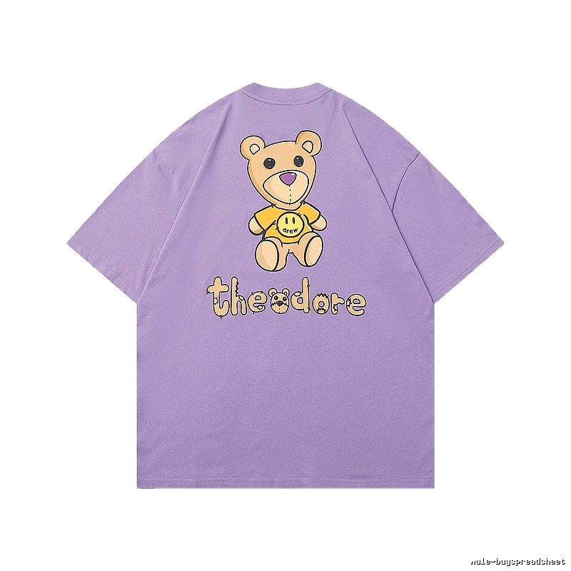 DREW Bear Print Street Style Purple T-shirt