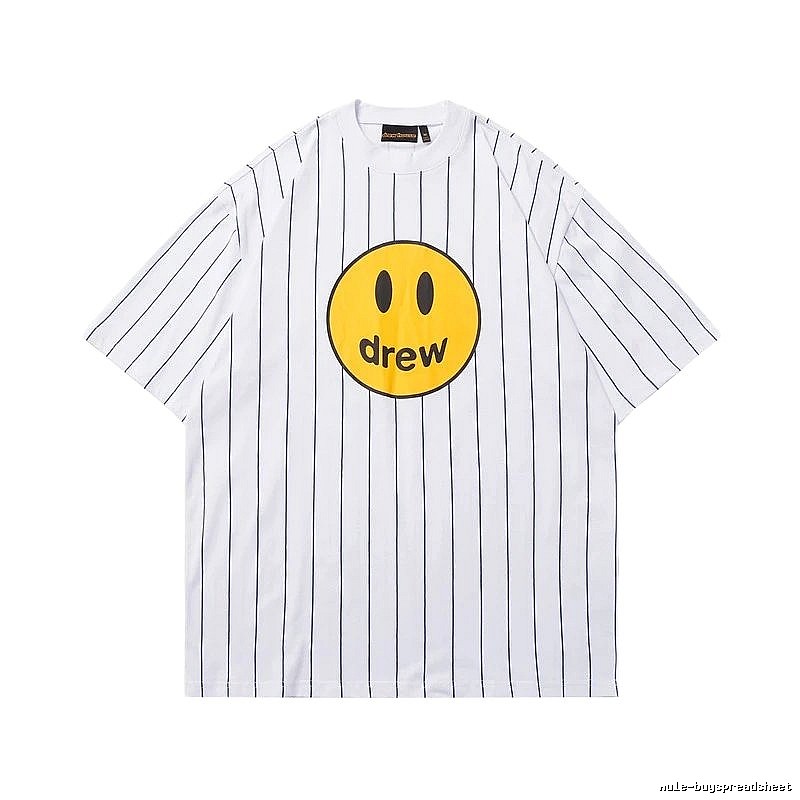 DREW Smiley Face Street Style White Striped T-shirt
