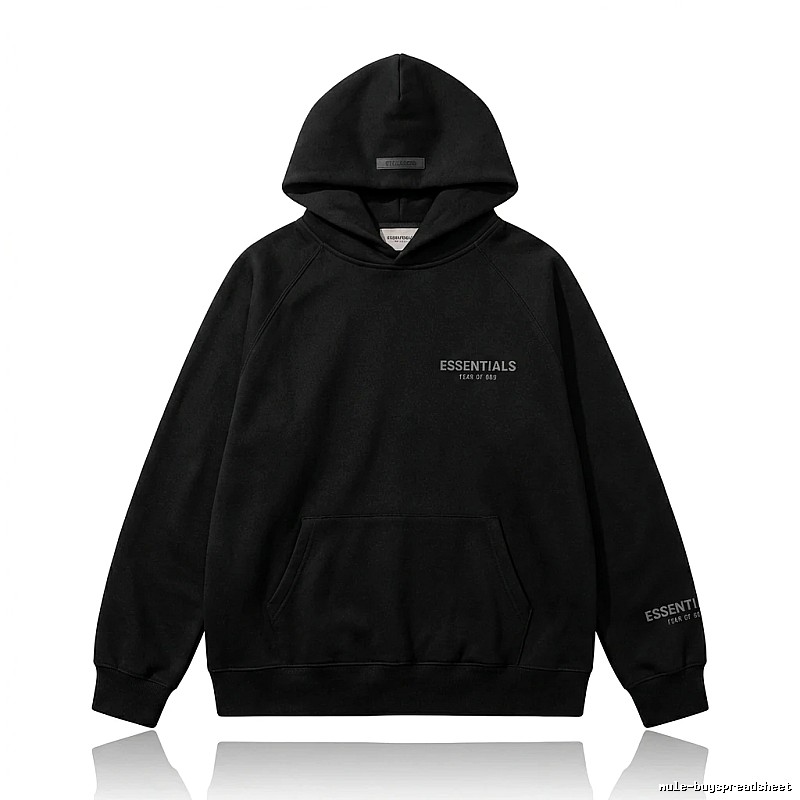 ESSENTIALS minimalist style black hoodie