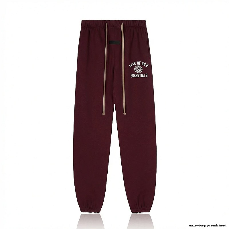ESSENTIALS Trendy Casual Wine Red Sweatpants