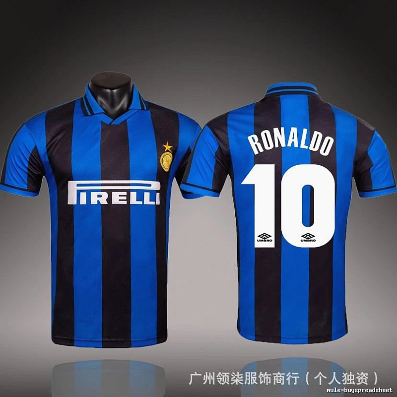 Inter Milan Streetwear Brehme #3 soccer jersey Blue Black Striped with Logo Accent