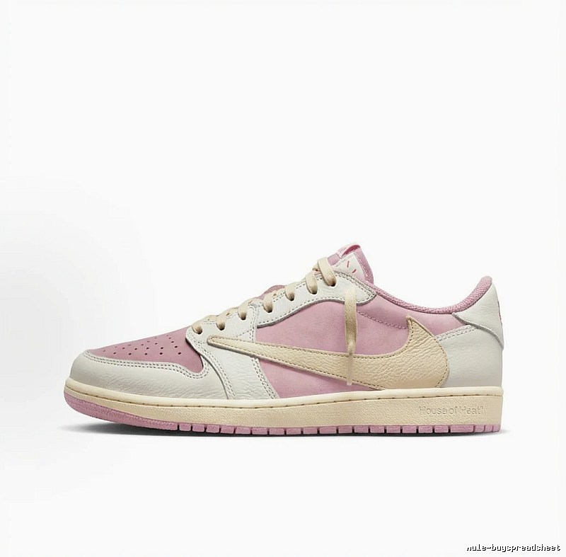 Jordan AJ1 Low-Top Pink and White Athletic Shoes