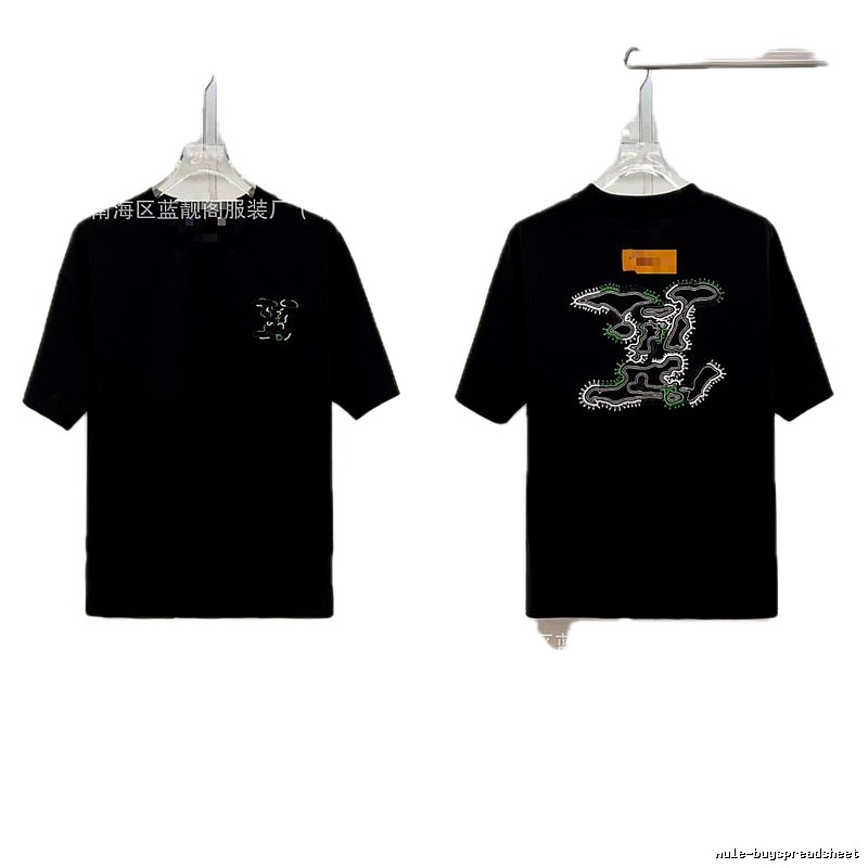 Louis Vuitton Trendy Style Embroidered Black T-Shirt