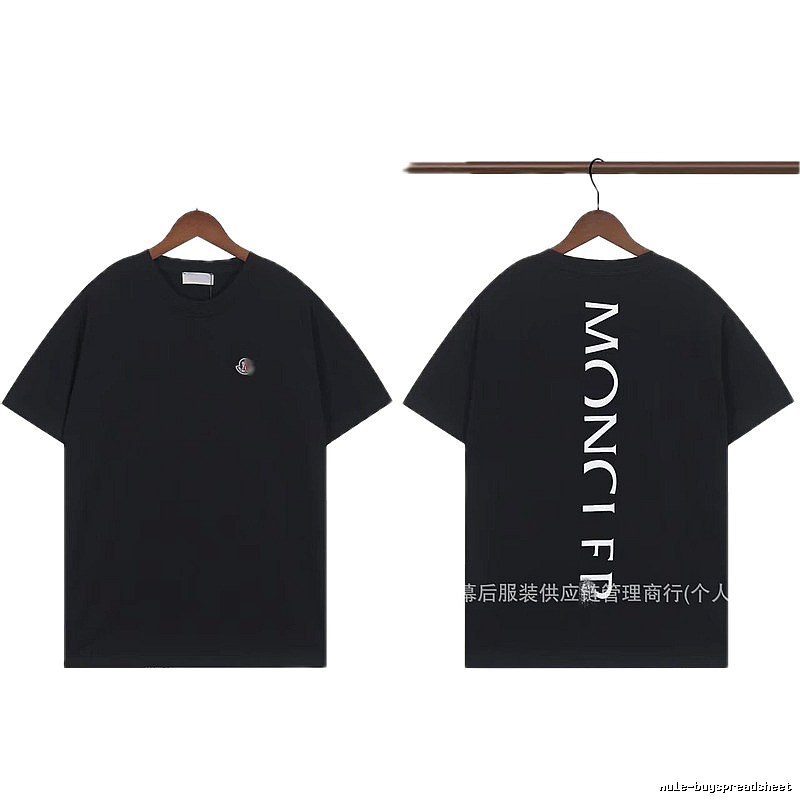 Moncler Letter Print Casual Style Black T-Shirt
