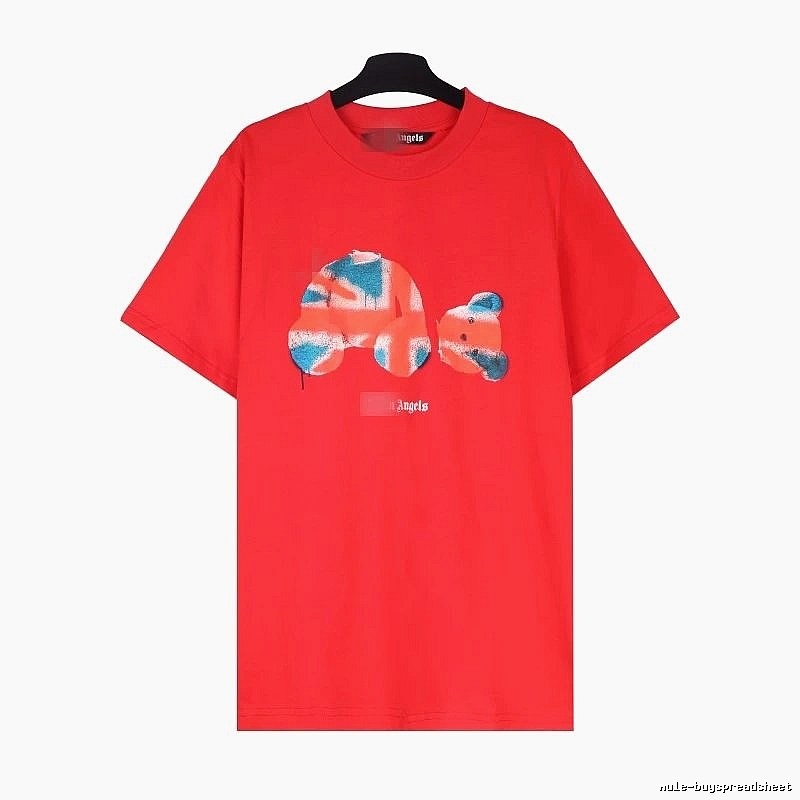 Palm Angels Streetwear Bear graphic T-shirt White Colorful Bear with Logo Accent