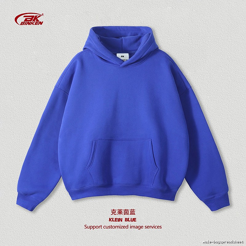 Patterned Pullover hoodie Navy Blank Kangaroo with Polished Detail