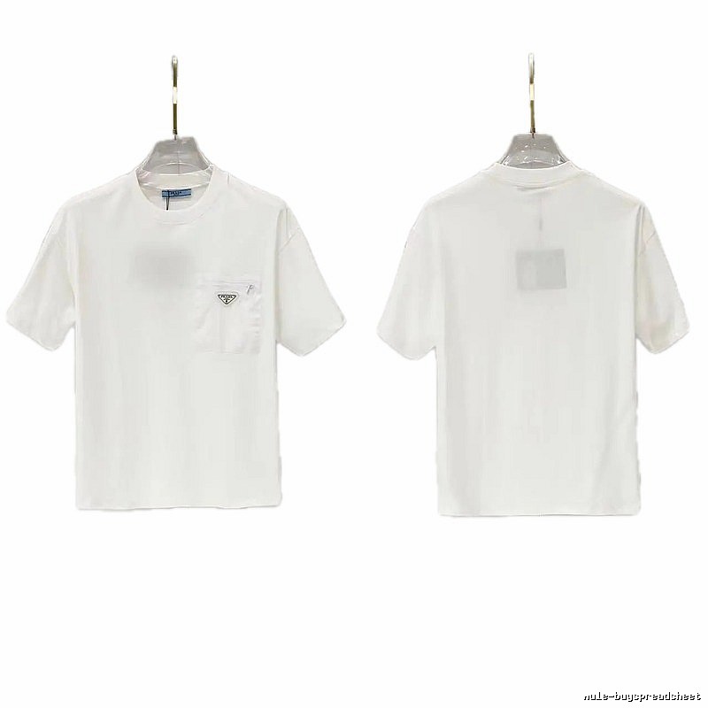 Prada Triangle Logo Minimalist Style White Short-sleeve T-shirt