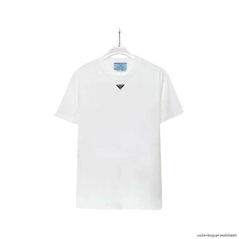Prada Triangle Logo Minimalist Style White T-Shirt