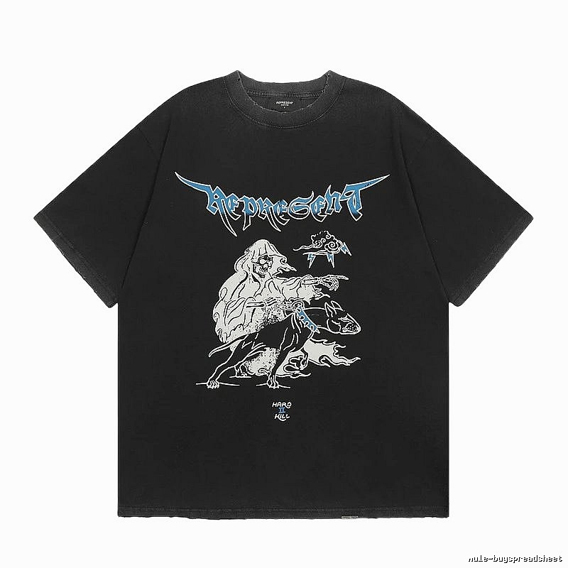Represent Grim Reaper Print Vintage Style Black T-Shirt