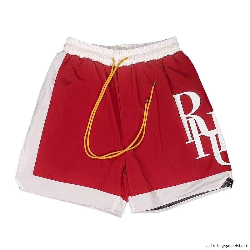 RHUDE Red and White Contrast Color Sports Shorts