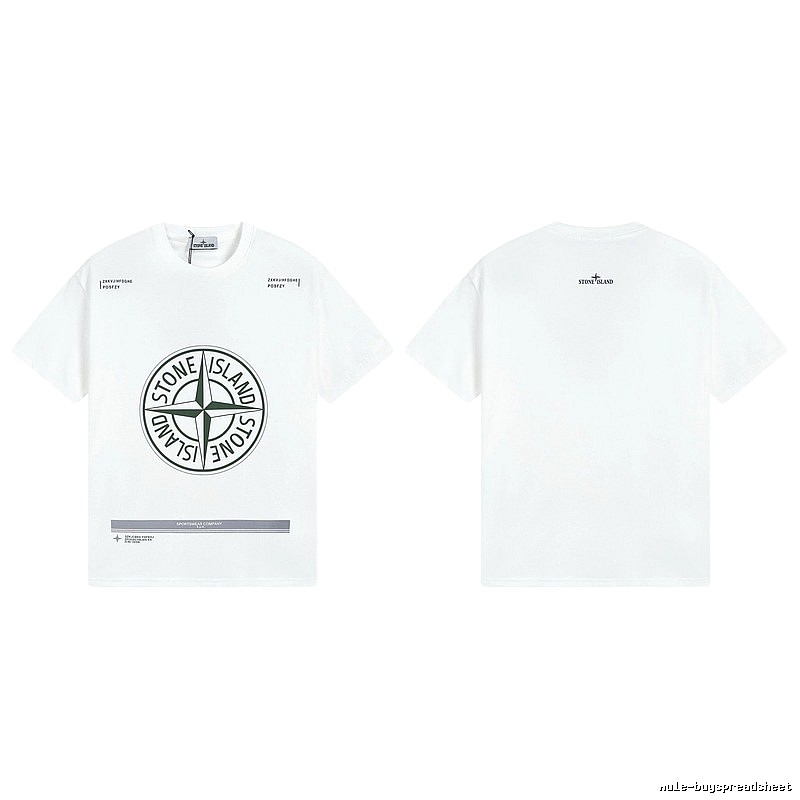 Stone Island Compass Print Casual Style White Short-sleeve T-shirt