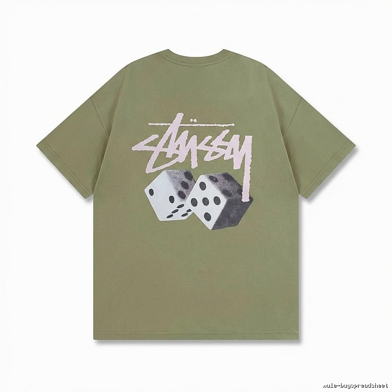 Stussy Dice Trend Brand Olive Green T-shirt