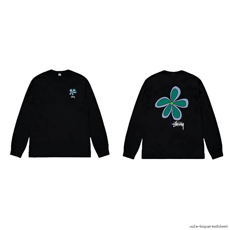 Stussy Flower Print Black Long-Sleeve