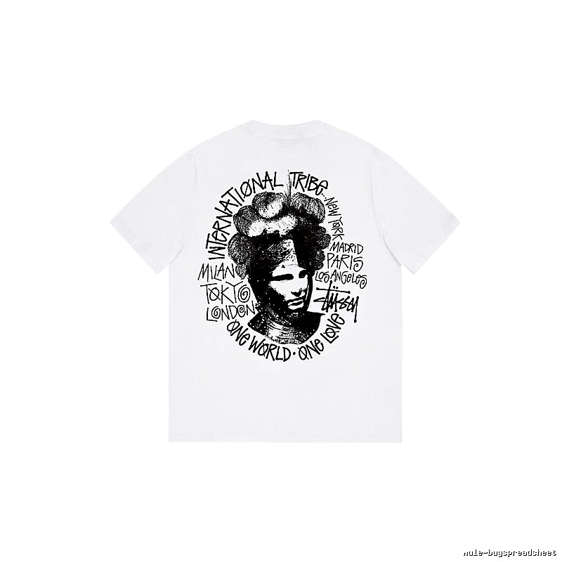 Stussy Summer Graphic T-shirt Black White Stussy with Bold Graphic