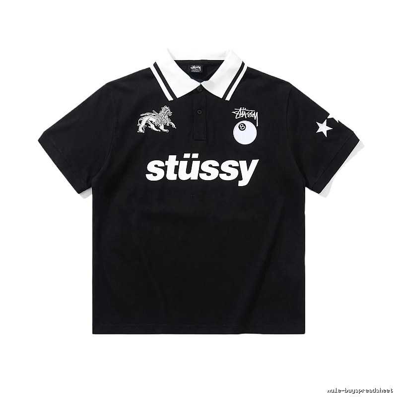 Stussy Trendy Style Black Polo Shirt