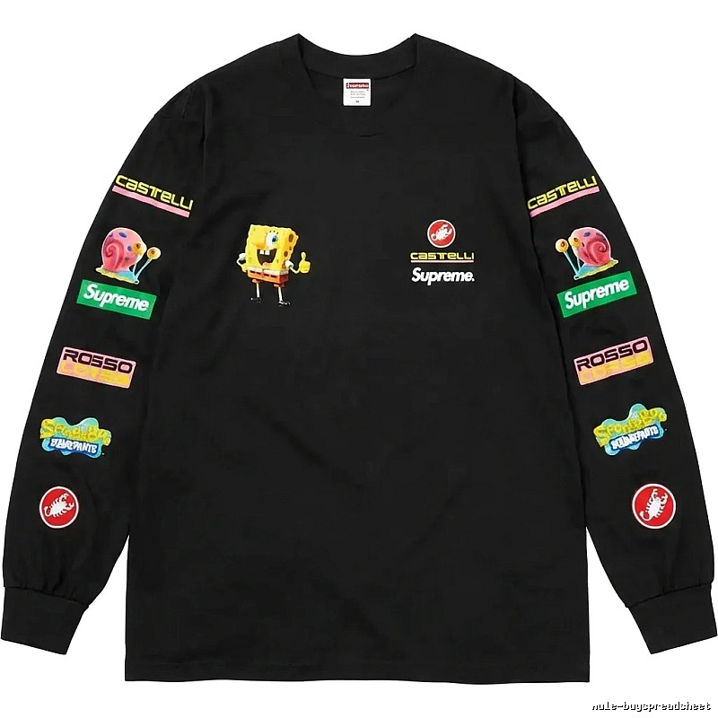 Supreme SpongeBob SquarePants Co-branded Black Long-sleeve Shirt