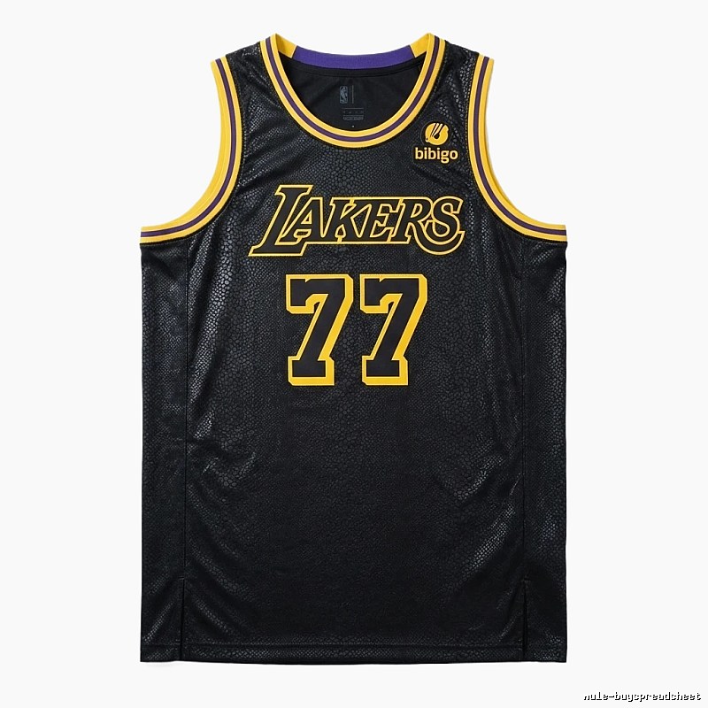 The No. 77 black jersey of the Los Angeles Lakers.